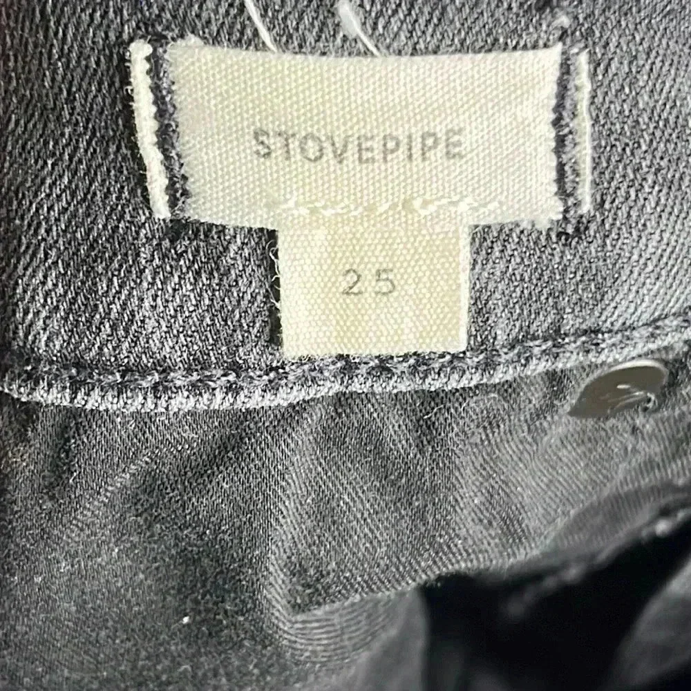 Madewell Stovepipe High-Rise Raw Hem Faded Black Skinny Jeans Size 25 - Picture 7 of 8